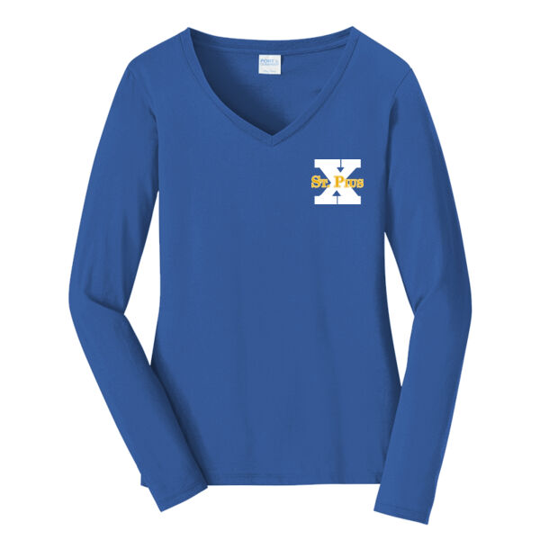St Pius Logo - Ladies Long Sleeve Fan Favorite V Neck Tee Thumbnail