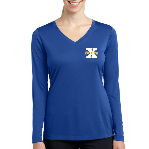 St Pius Logo - Ladies Long Sleeve Poly T-Shirt Thumbnail