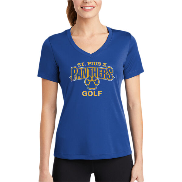 ST Pius Golf - Ladies PosiCharge ® Competitor V Neck Tee Thumbnail