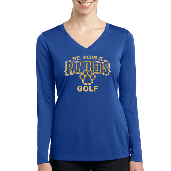 ST Pius Golf - Ladies Long Sleeve Poly T-Shirt Thumbnail