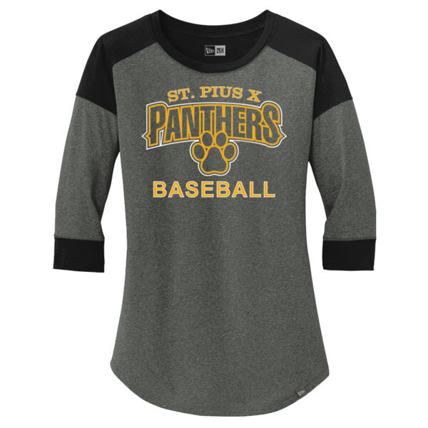 ST Pius Baseball - Ladies Heritage Blend 3/4 Sleeve Baseball Raglan Tee Thumbnail