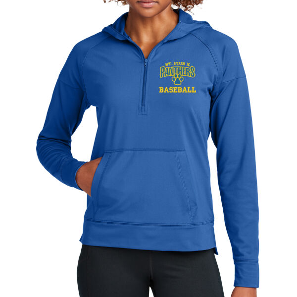 St Pius Baseball - Ladies Sport Wick ® Stretch 1/2 Zip Hoodie Thumbnail