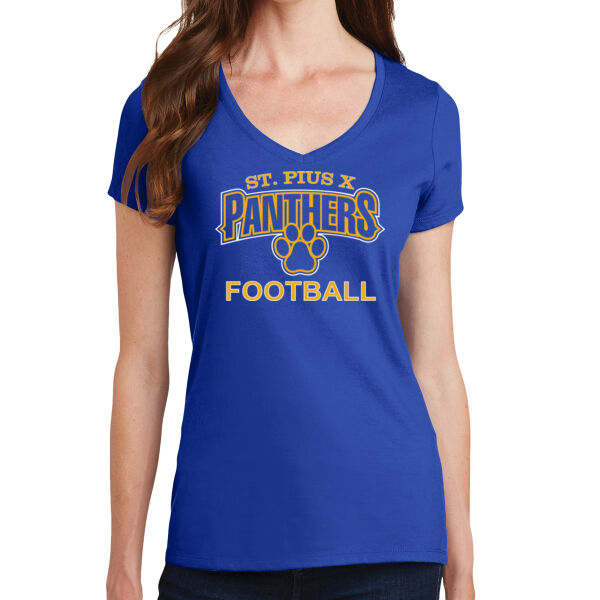 ST Pius Football - Ladies 4.5oz Fan Favorite V-Neck T-Shirt Thumbnail