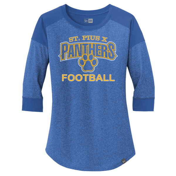 ST Pius Football - Ladies Heritage Blend 3/4 Sleeve Baseball Raglan Tee Thumbnail