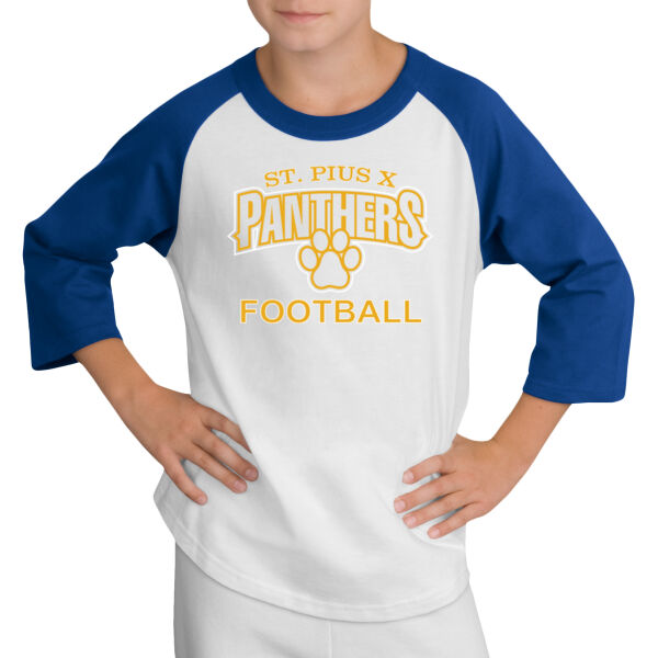 ST Pius Football - Youth 3/4 Baseball T-Shirt Thumbnail