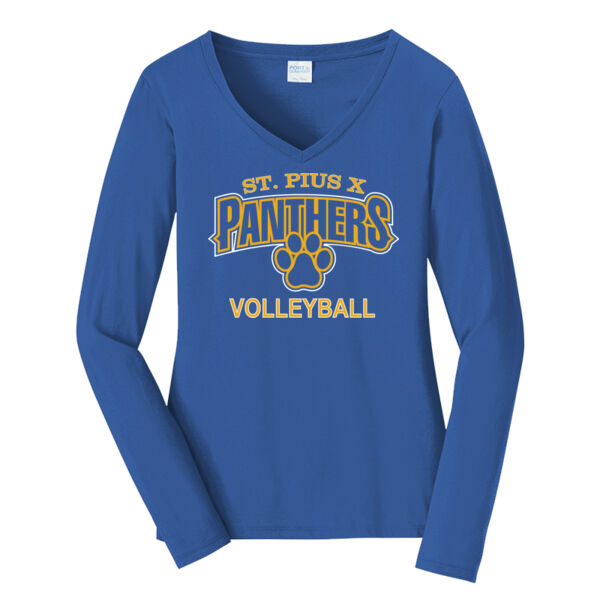 ST Pius Volleyball - Ladies Long Sleeve Fan Favorite V Neck Tee Thumbnail