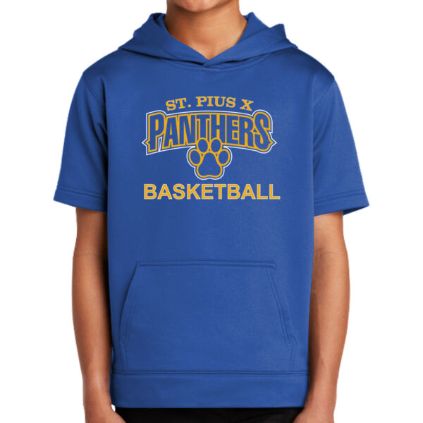 St. Pius Basketball - Youth Sport Wick ® Fleece Short Sleeve Hooded Pullover Thumbnail