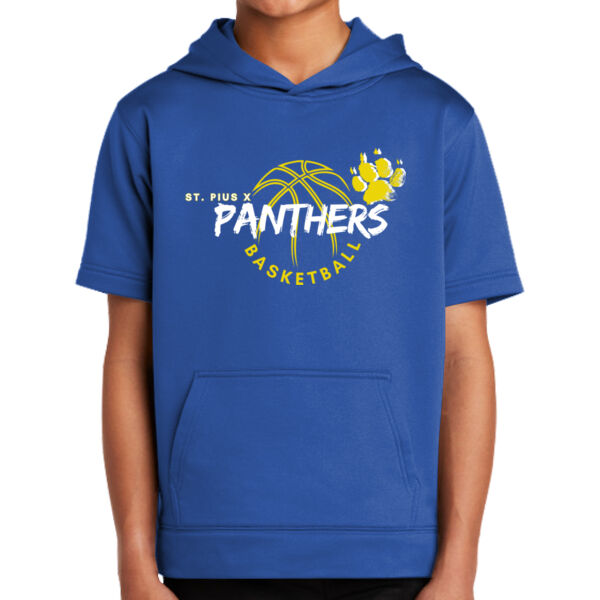 Panthers Basketball - Youth Sport Wick ® Fleece Short Sleeve Hooded Pullover Thumbnail