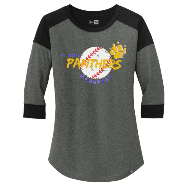 ST Pius Baseball - Ladies Heritage Blend 3/4 Sleeve Baseball Raglan Tee 2 Thumbnail