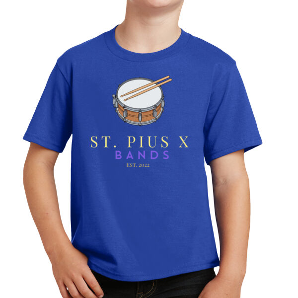 St Pius band drums - Youth 4.5oz Cotton Fan Favorite T-Shirt Thumbnail