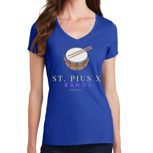 St Pius band drums - Ladies 4.5oz Fan Favorite V-Neck T-Shirt Thumbnail