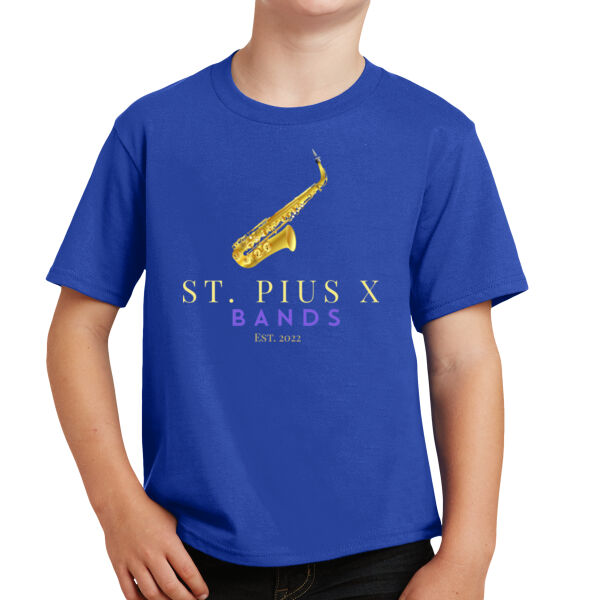 St Pius band Saxophone - Youth 4.5oz Cotton Fan Favorite T-Shirt Thumbnail
