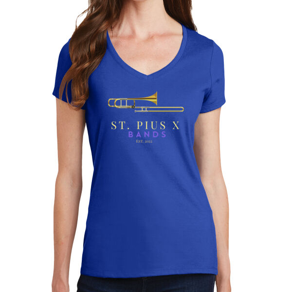 St Pius band Trombone - Ladies 4.5oz Fan Favorite V-Neck T-Shirt Thumbnail