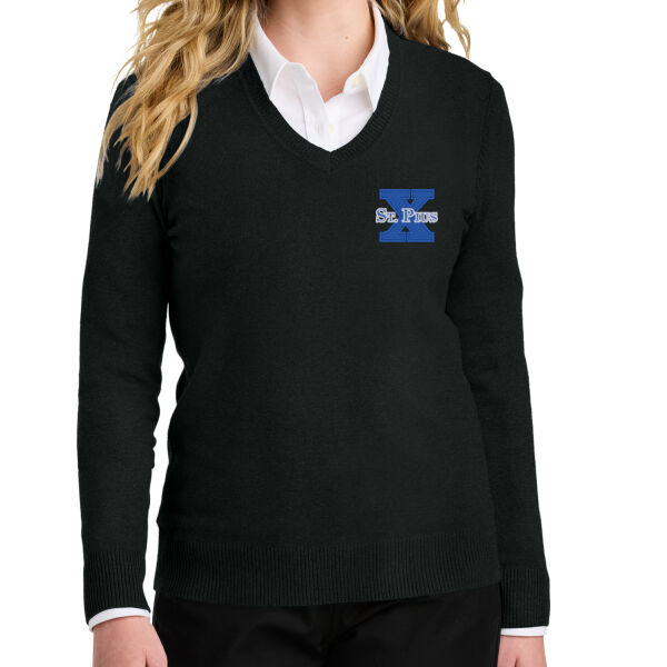 St Pius - Women's Easy Care V Neck Sweater Thumbnail