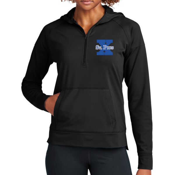 St Pius - Ladies Sport Wick ® Stretch 1/2 Zip Hoodie Thumbnail